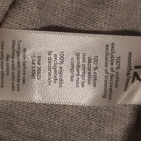 Carter's Hooded Shirt/Boys 12 Months Old,Grey Color Short sleeves, Front Pocket - Picture 7 of 7